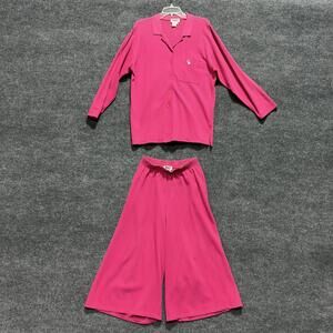 Rodier Paris 2 Piece Shirt Pants Set Womens 3 5 Pink Casual Cotton Knit Italy
